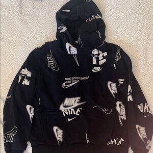 Boys size L Nike Black and White Logo Hoodie